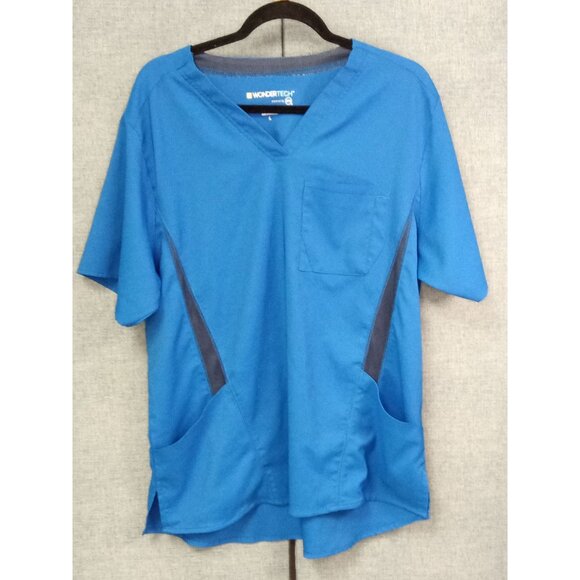 WonderWink Men's Wonder Tech Blue Clinical Scrubs Top Size Large - Picture 1 of 4